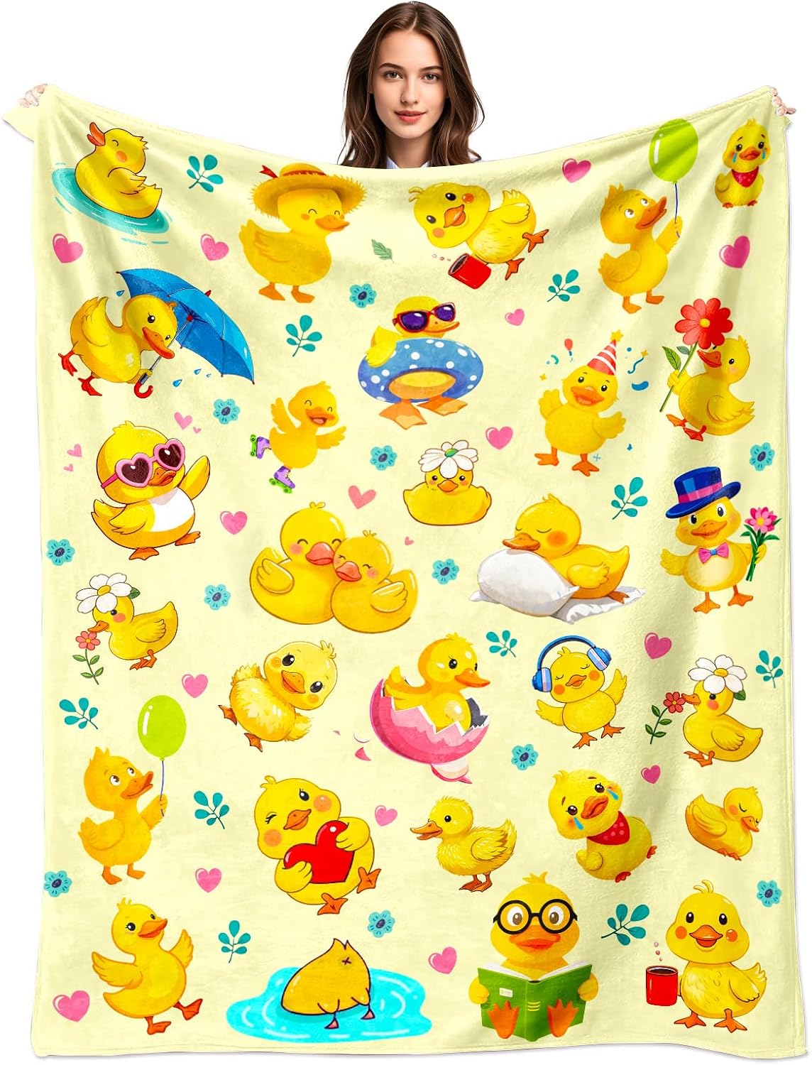 Black Throw Pillow — 50" — Yellow-duck