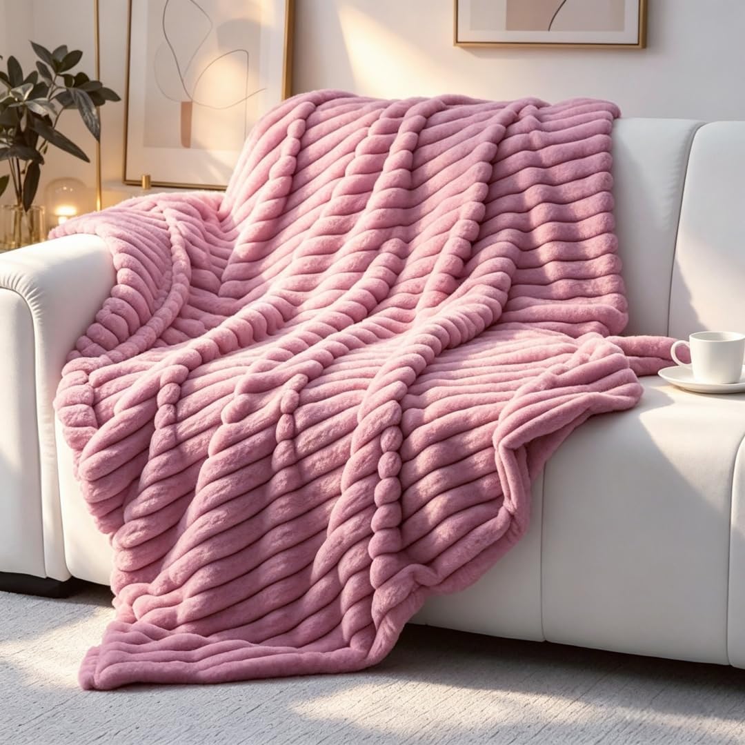Beige Throw Pillow — 51" — Dirty Pink