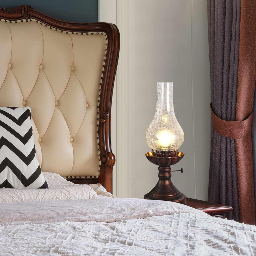 Vintage Farmhouse Orange Bedside Lamp - View 9