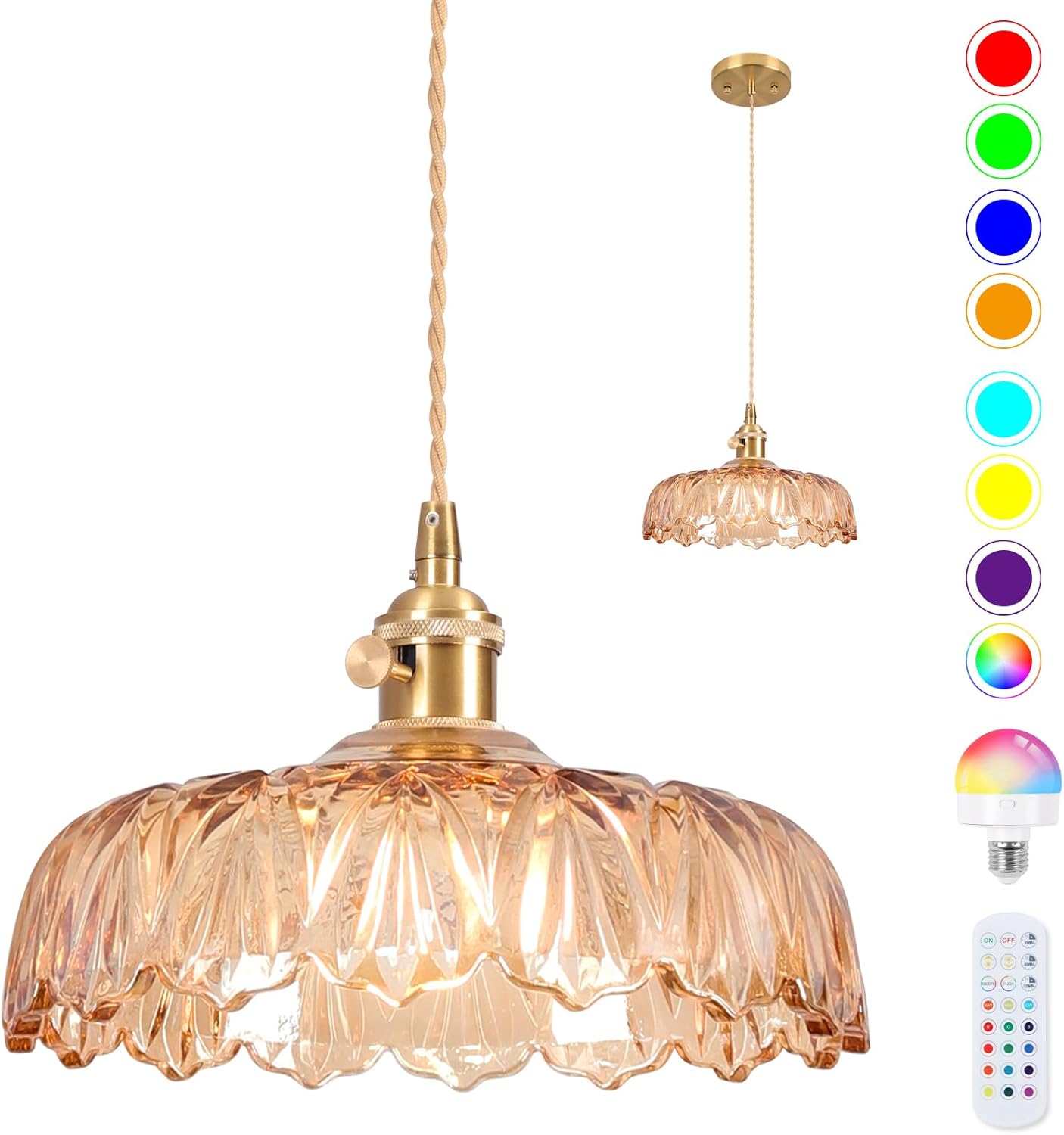 Blue Pendant Light — 11" — Scindapsus Amber