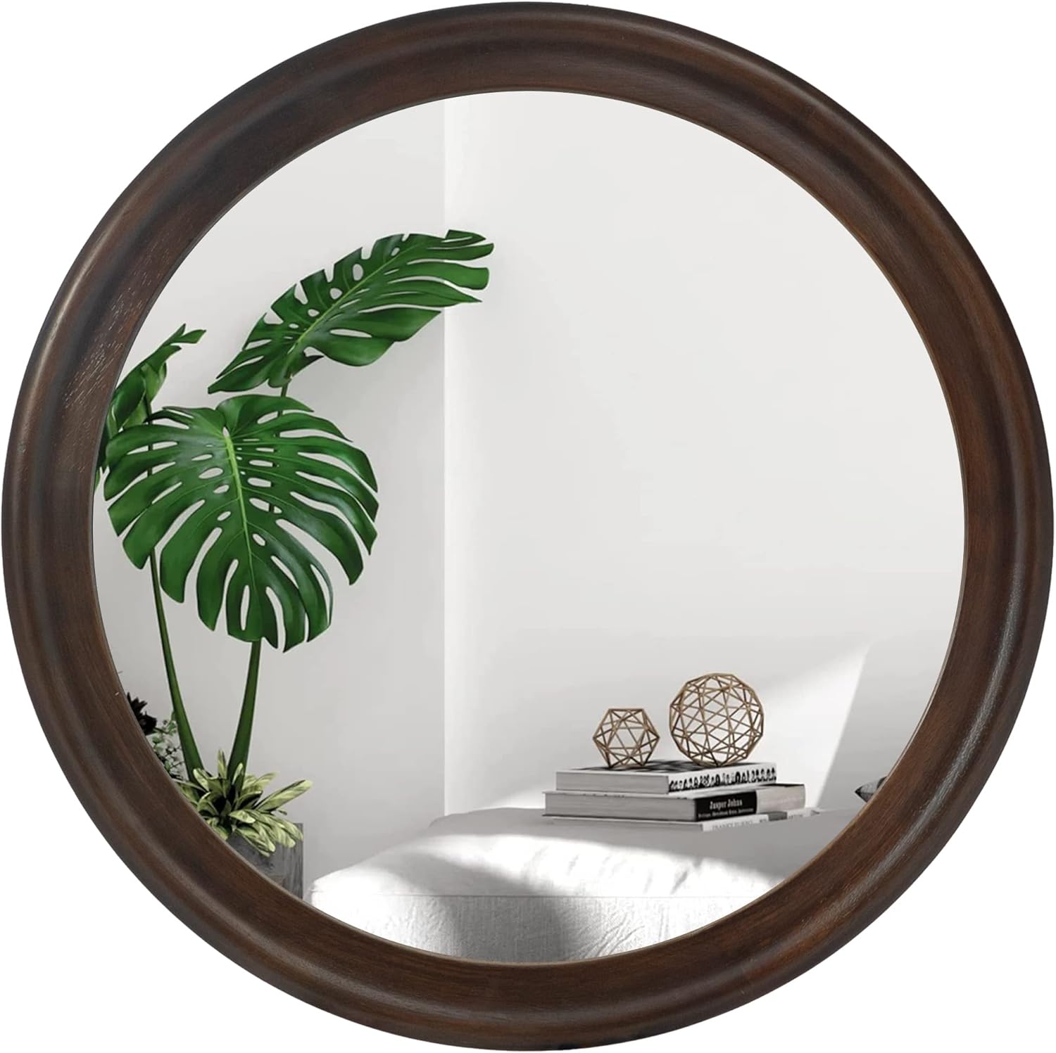 Round Farmhouse Beige Wall Mirror — 24" — 24"L x 24"W