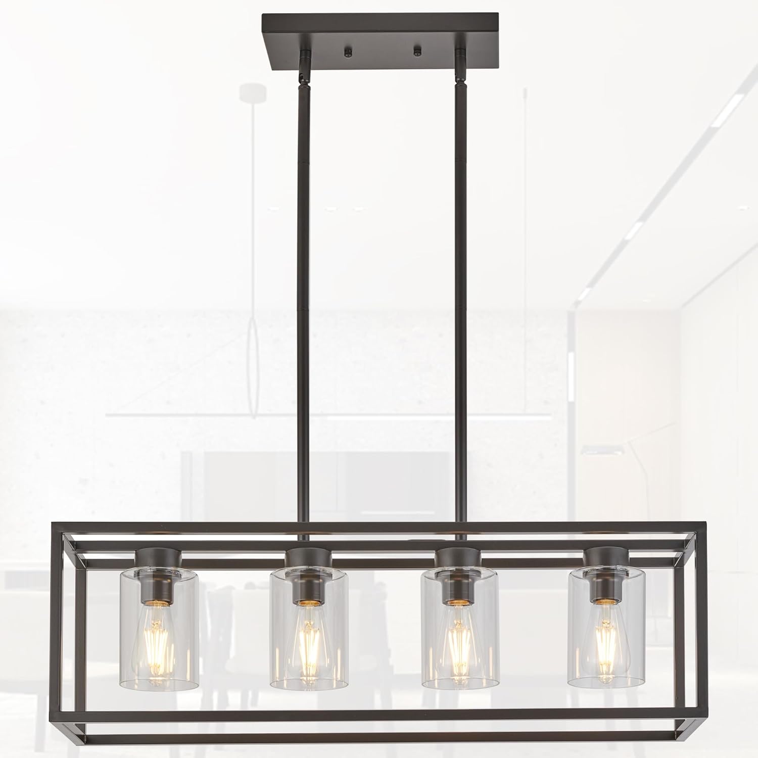 Vintage Farmhouse Black Chandelier — 4-Light — Oil-Rubbed Bronze