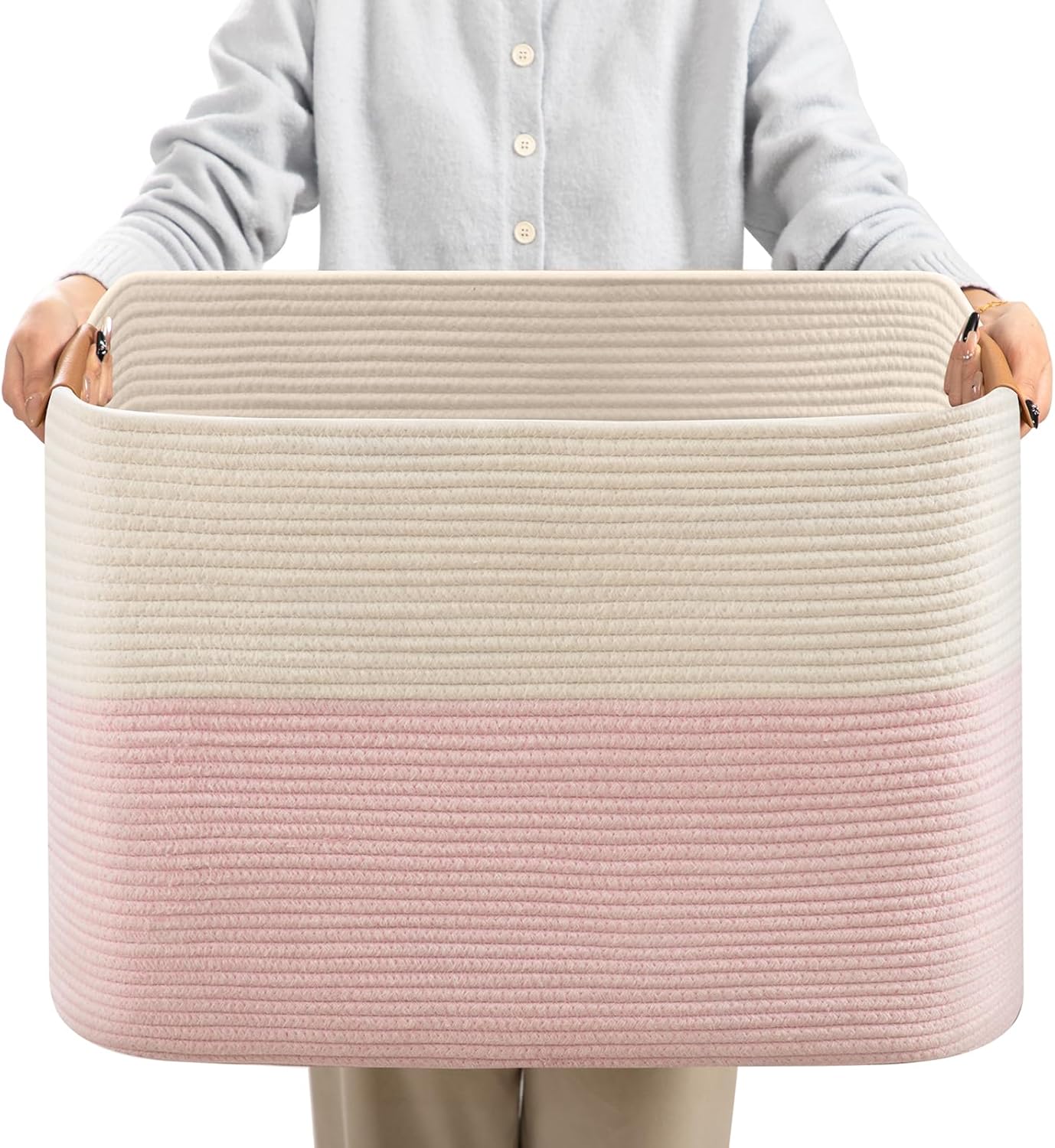 Boho Beige Throw Pillow — 22" — White+Pink
