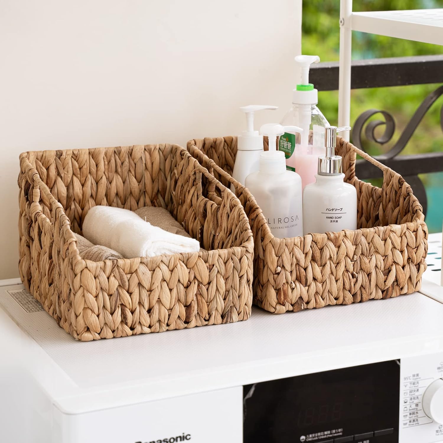Hand-Woven Boho Metal Basket — 9" - View 7
