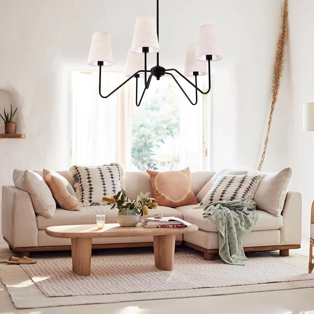 Adjustable Modern Black Chandelier — 5-Light - View 7