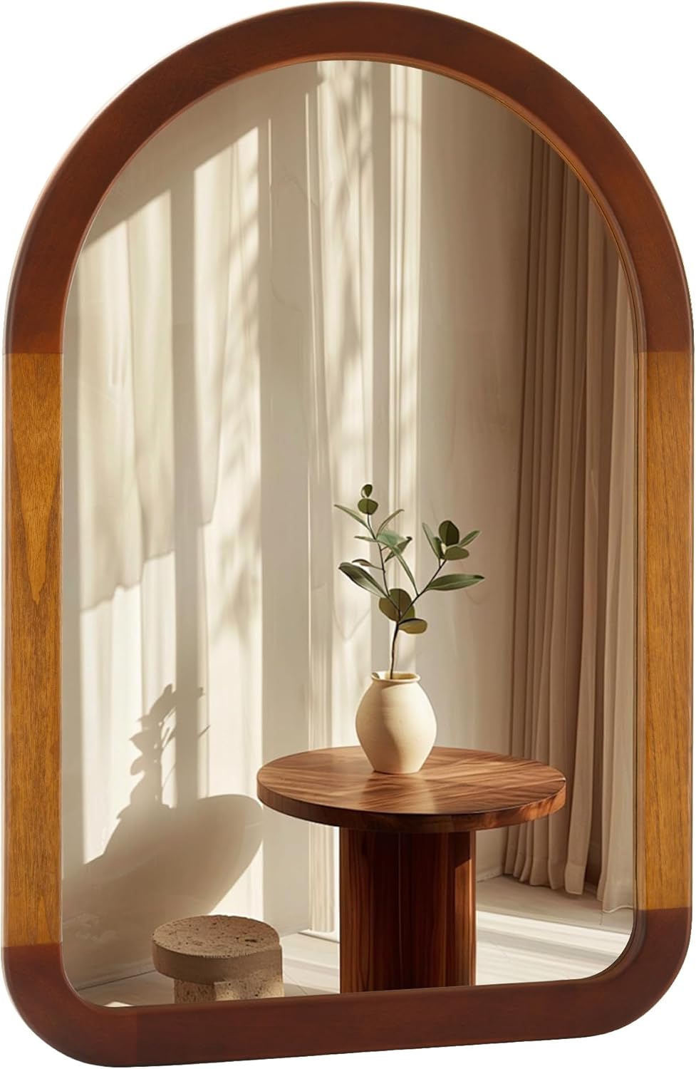 Round Farmhouse Brown Wall Mirror — 30" — 30"L x 22"W