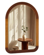 Round Farmhouse Brown Wall Mirror — 30"