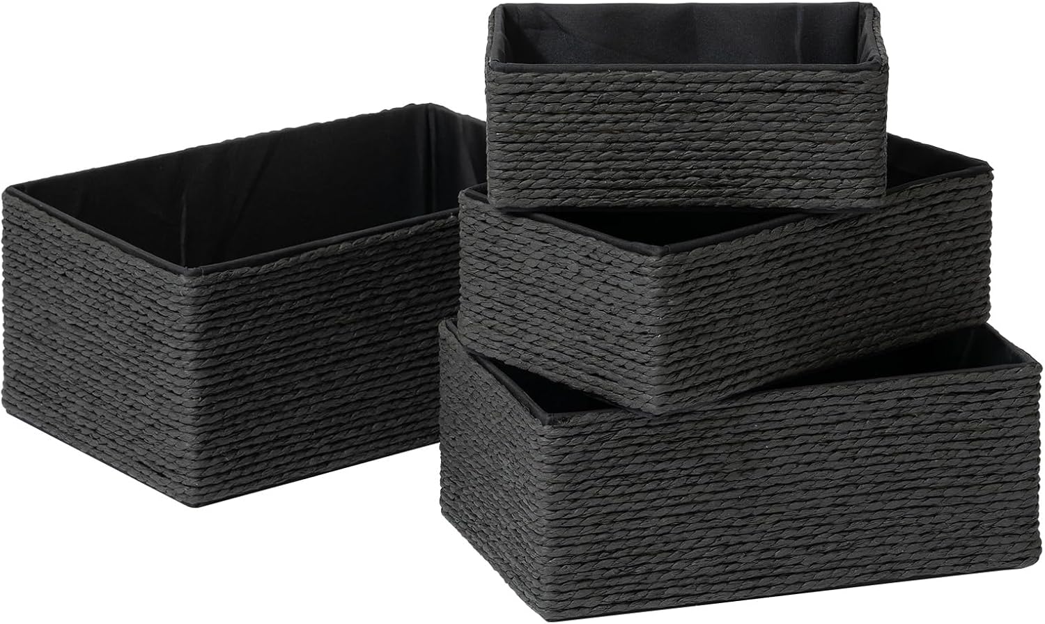 Boho Beige Storage Basket — Set of 4 — Black