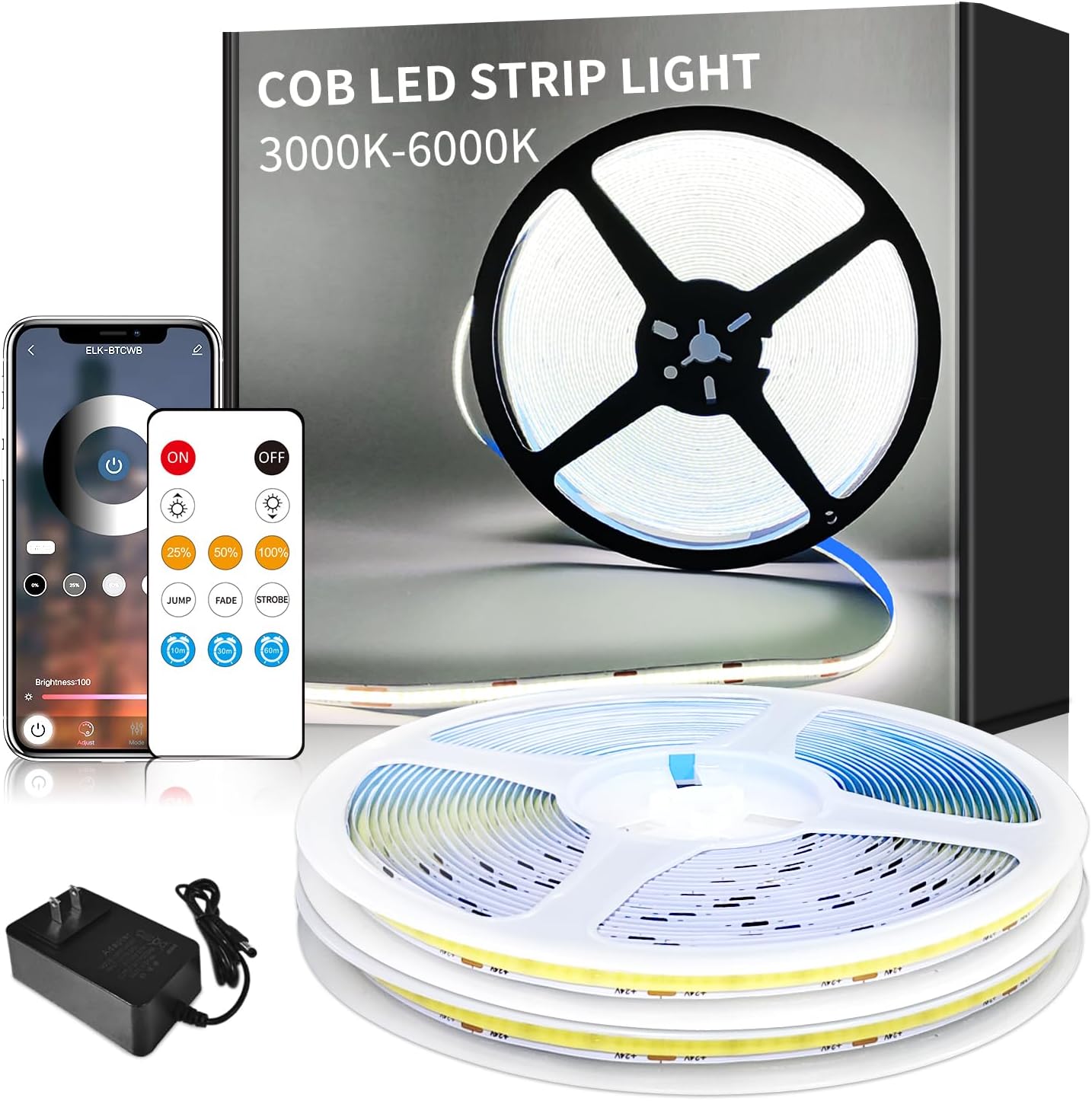 Dimmable White LED Strip Lights — White