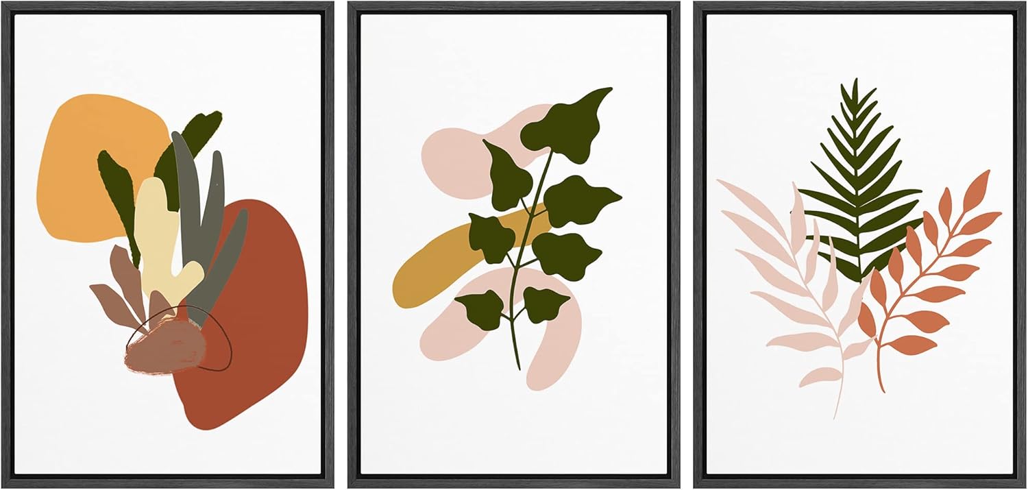 Boho Framed Wall Art — 16" — 24" x 36" x 3 Panels BLACK