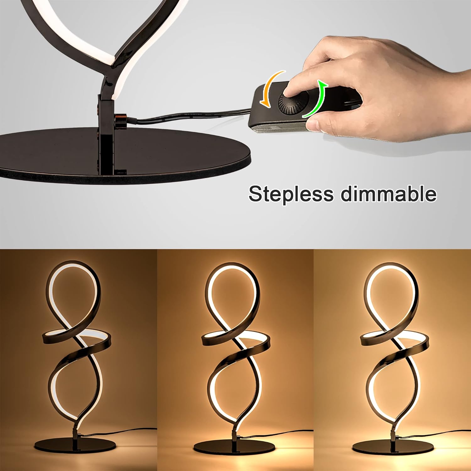 Modern Black Bedside Lamp - View 2
