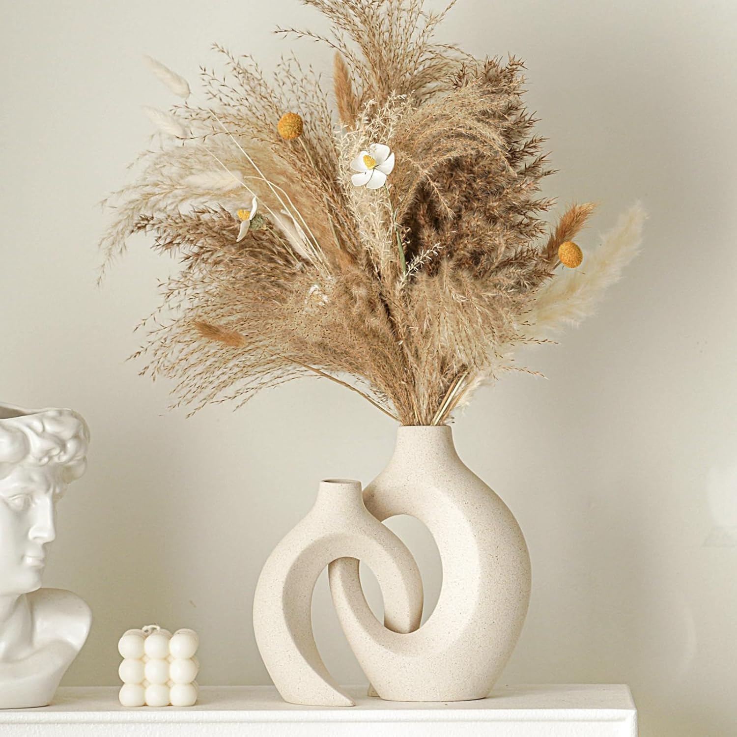Boho Beige Flower Vase — 6.3" - View 3