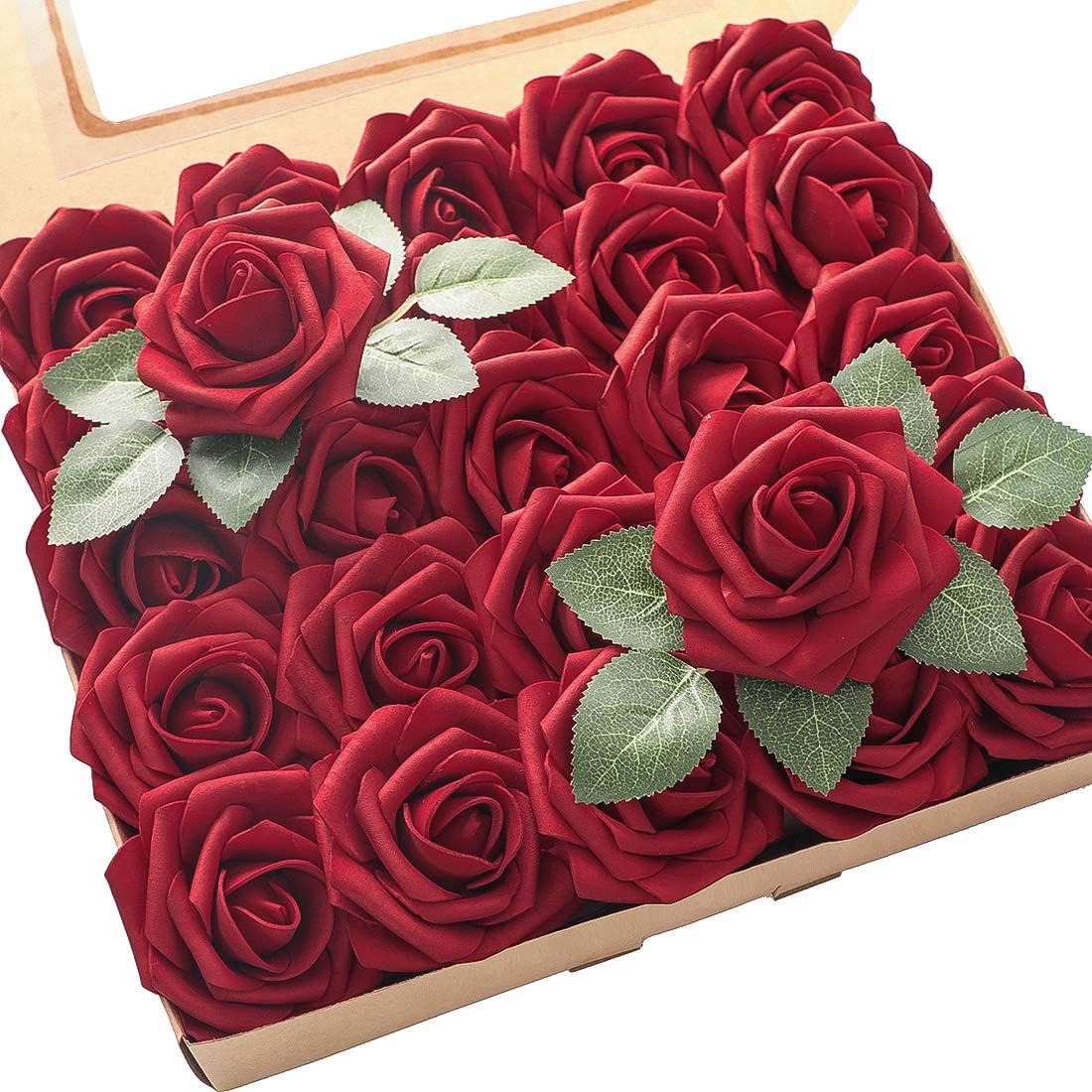 Beige Artificial Flowers — Dark Red