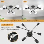 Modern Black Chandelier — 6-Light - View 8