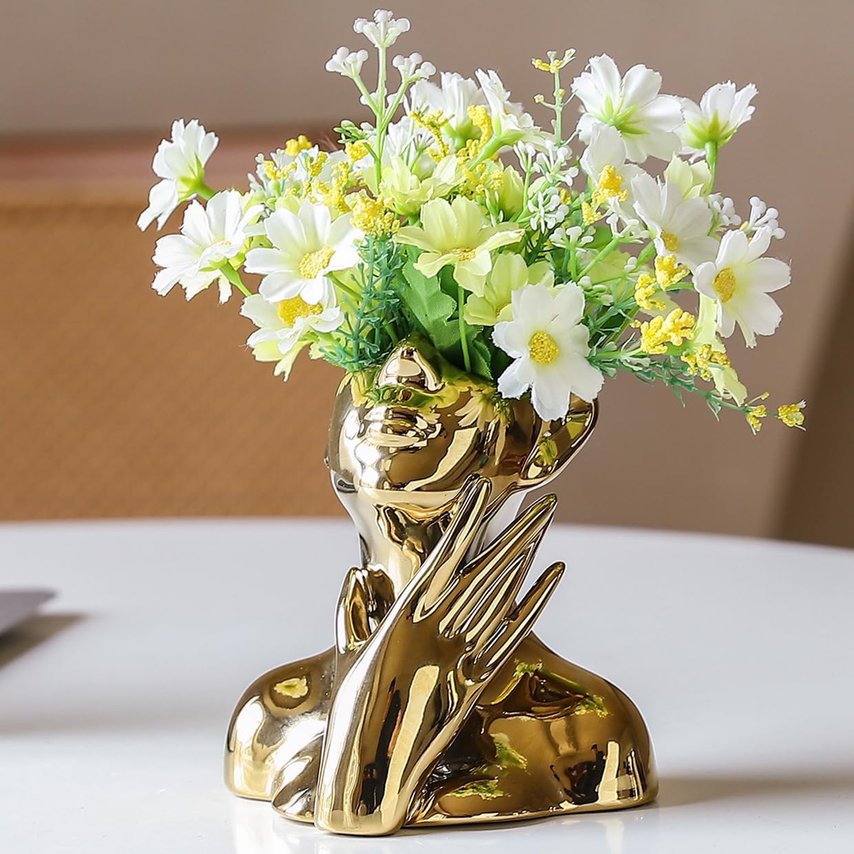 Modern Ceramic Flower Vase — Golden-Charming