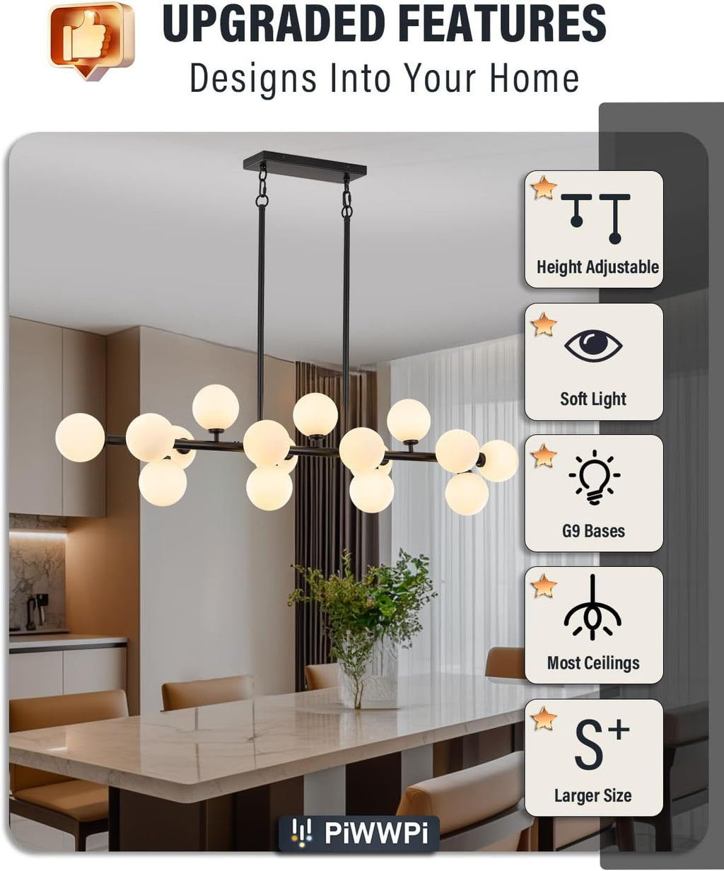 Mid-Century Black Chandelier — 16-Light - View 3