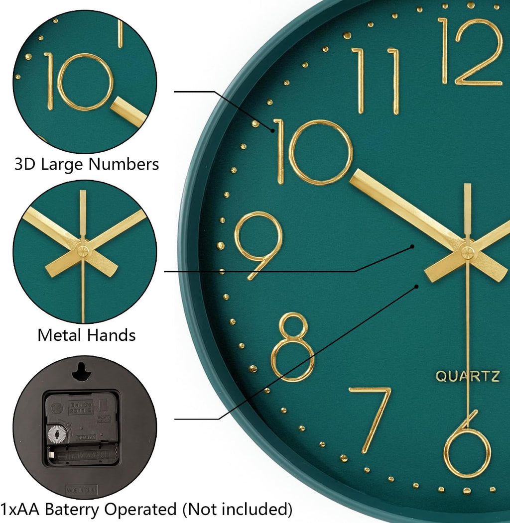 Battery Operated Modern Blue Wall Clock — 12" - View 6