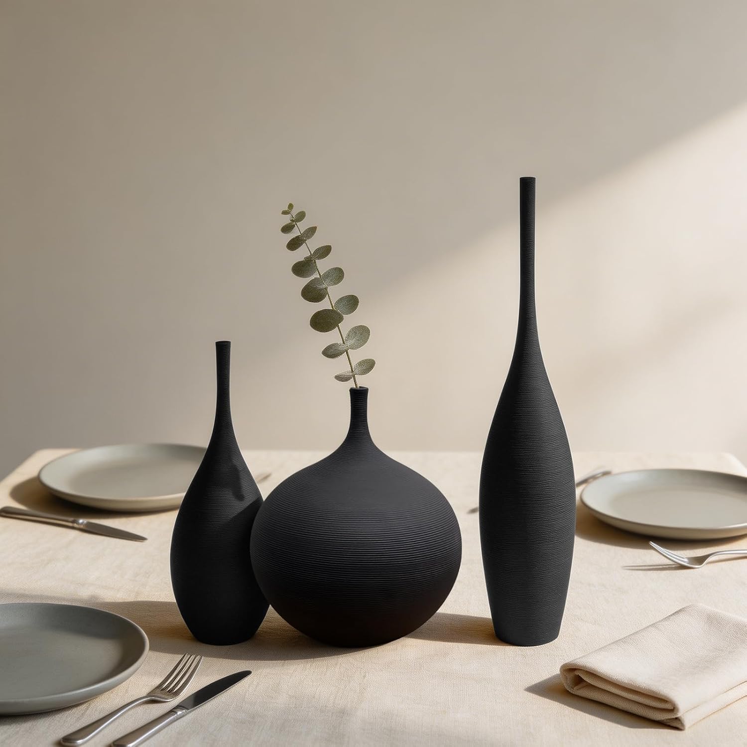Boho Black Decorative Vase — Set of 3 - View 5