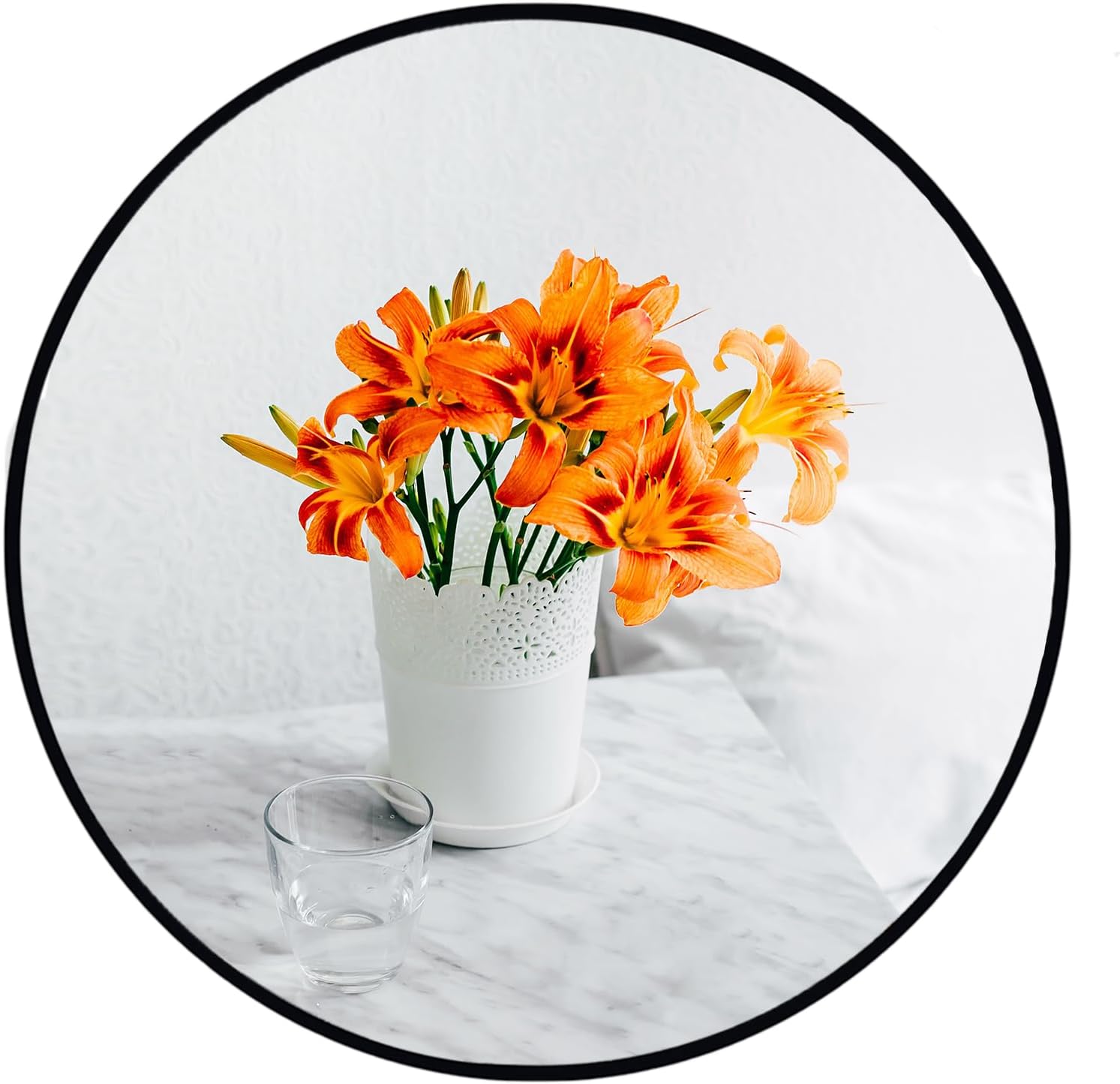 Round Farmhouse Black Wall Mirror — 24" — 18"