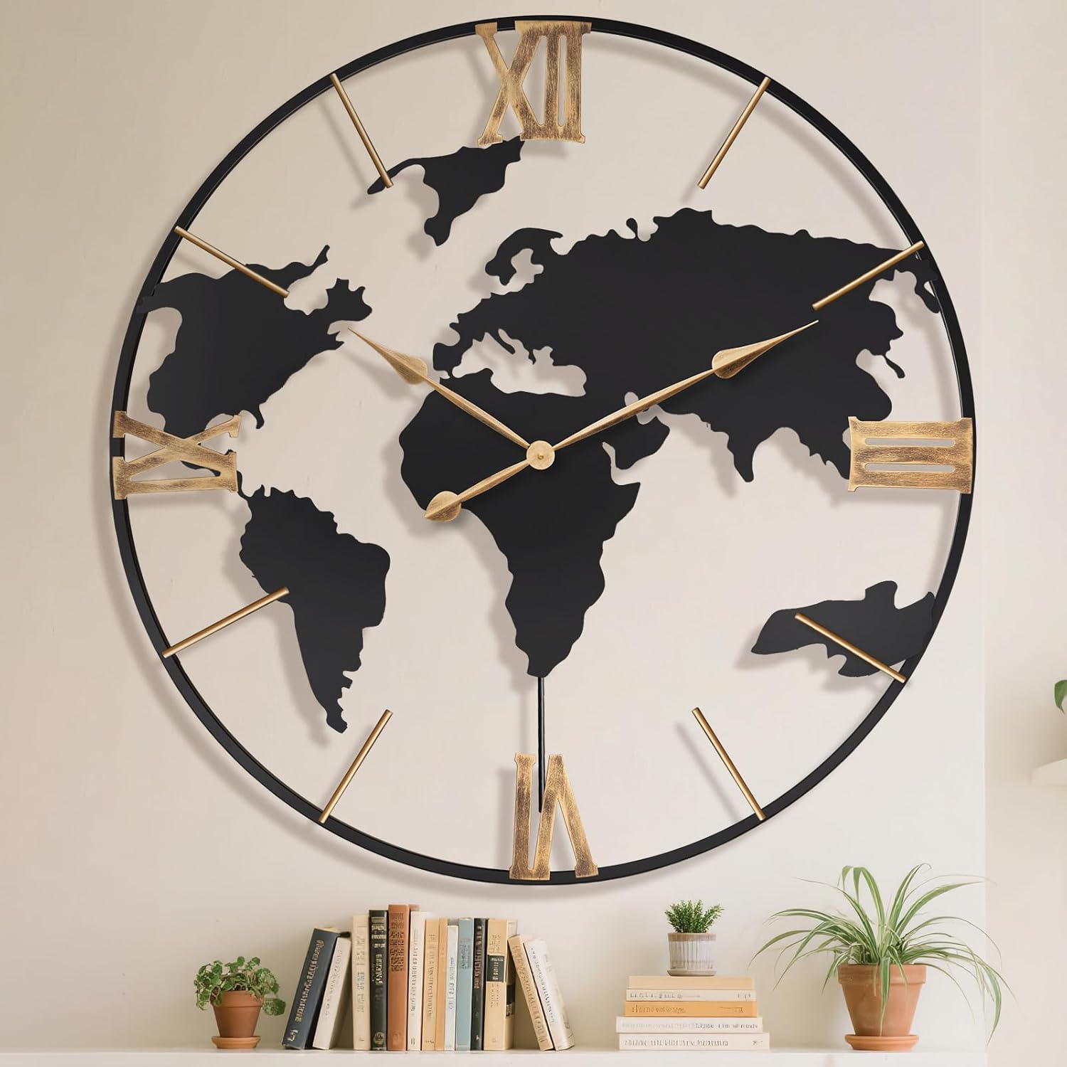 Vintage Luxe Black Wall Clock — 24" — Black Roman