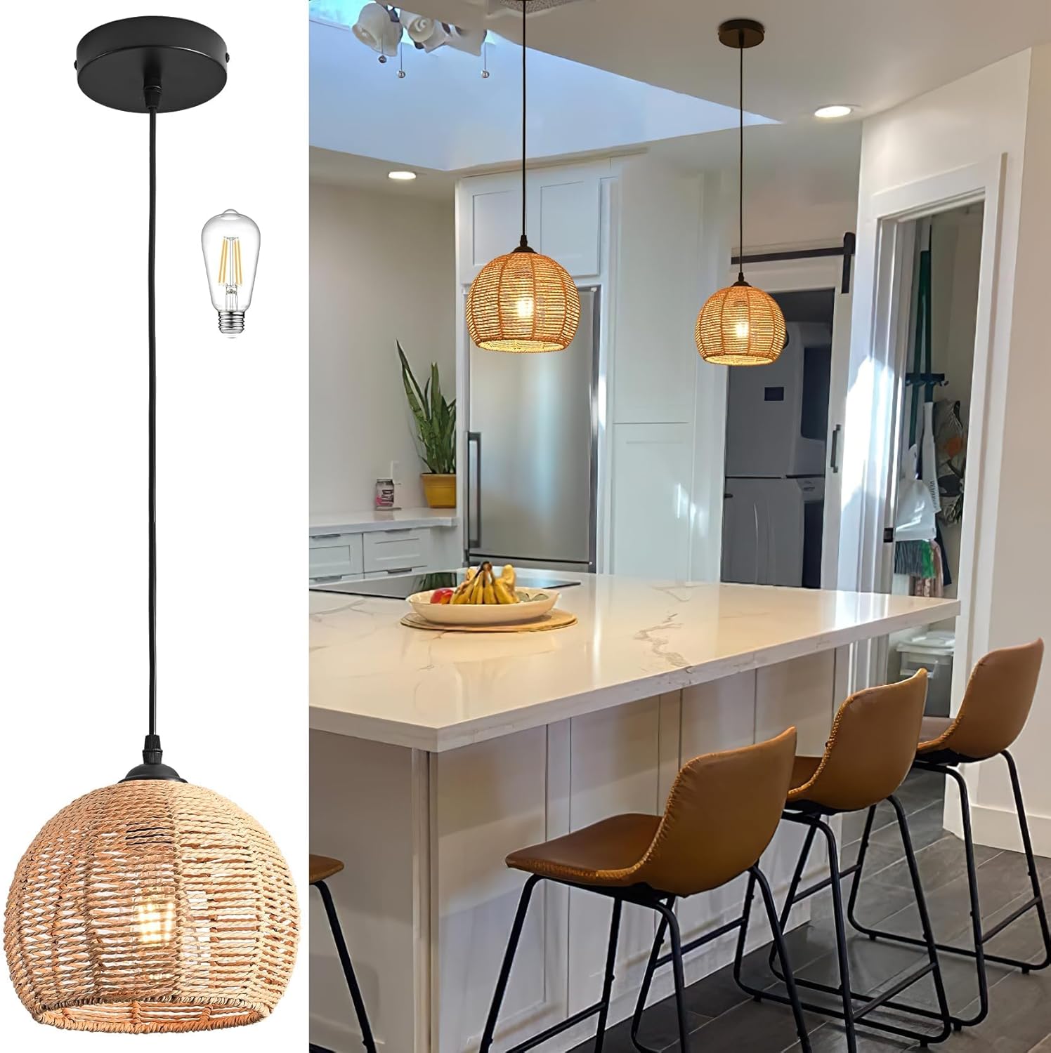 Boho Beige Chandelier — 12.2" — 8.7" Natural