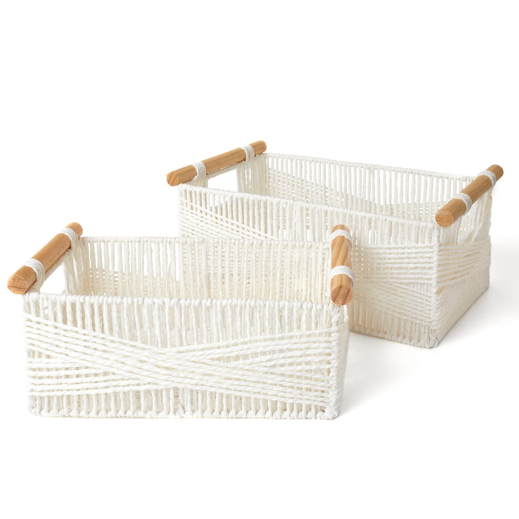 Boho Grey Woven Basket — Set of 2