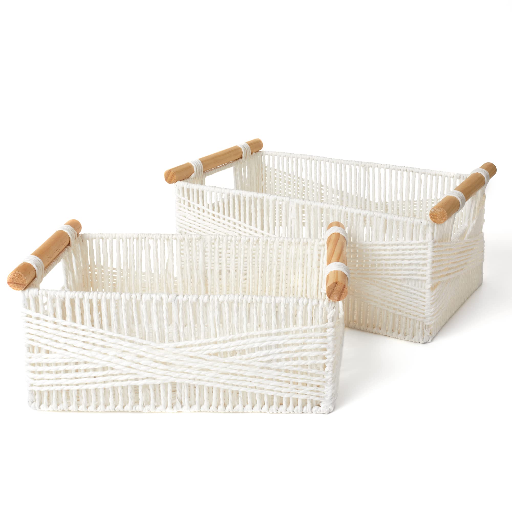 Boho Grey Woven Basket — Set of 2