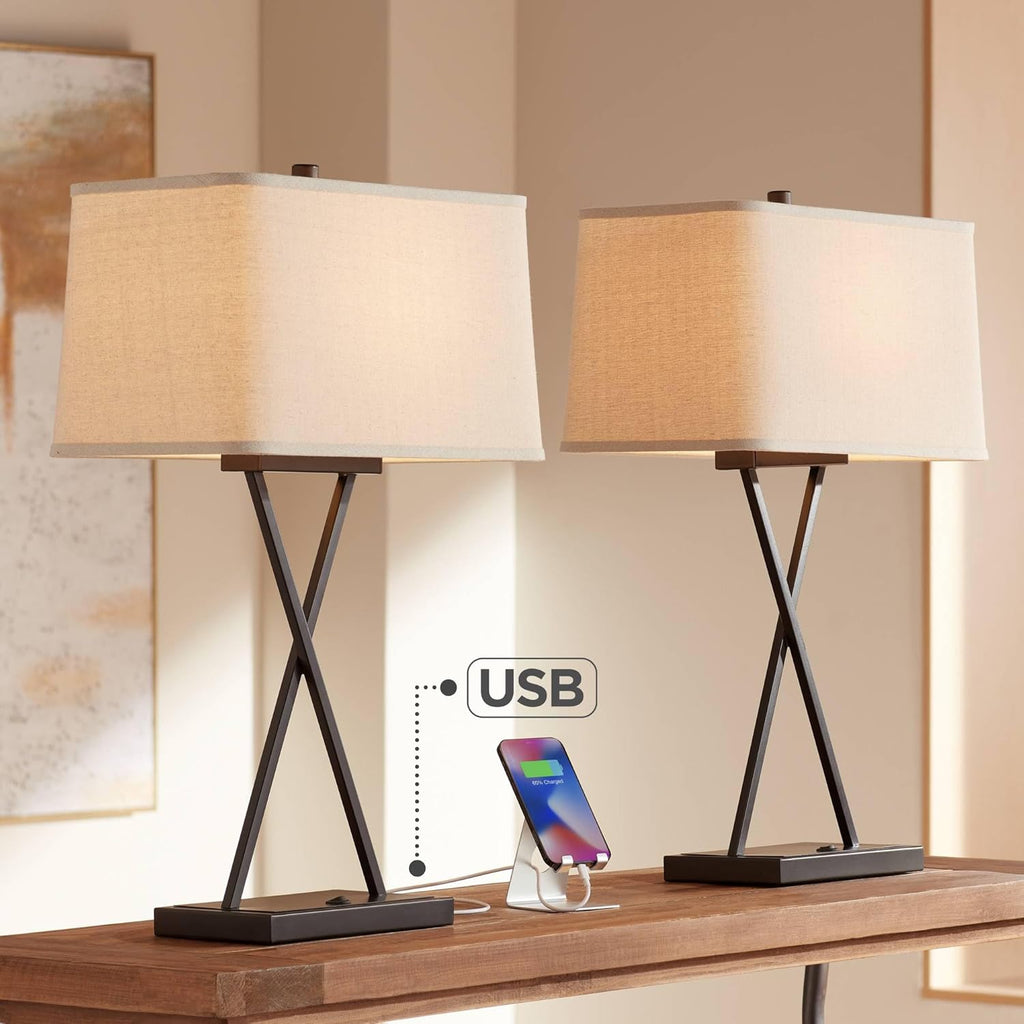 USB Charging Modern Metal Table Lamp — 26.5" - View 10