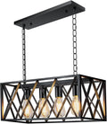 Rectangular Farmhouse Metal Pendant Light — 4-Light — 4-Light