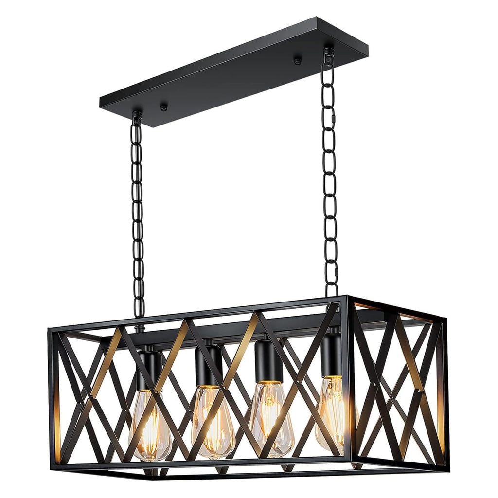 Rectangular Farmhouse Metal Pendant Light — 4-Light