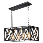 Rectangular Farmhouse Metal Pendant Light — 4-Light