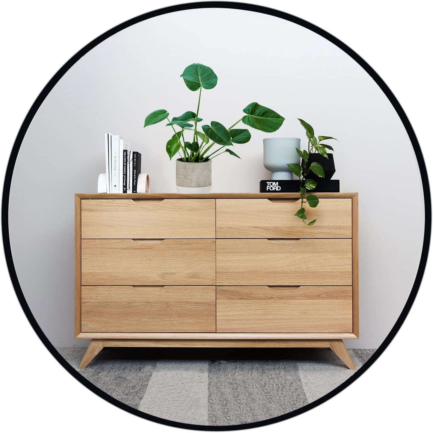 Round Farmhouse Black Wall Mirror — 24" — 22"
