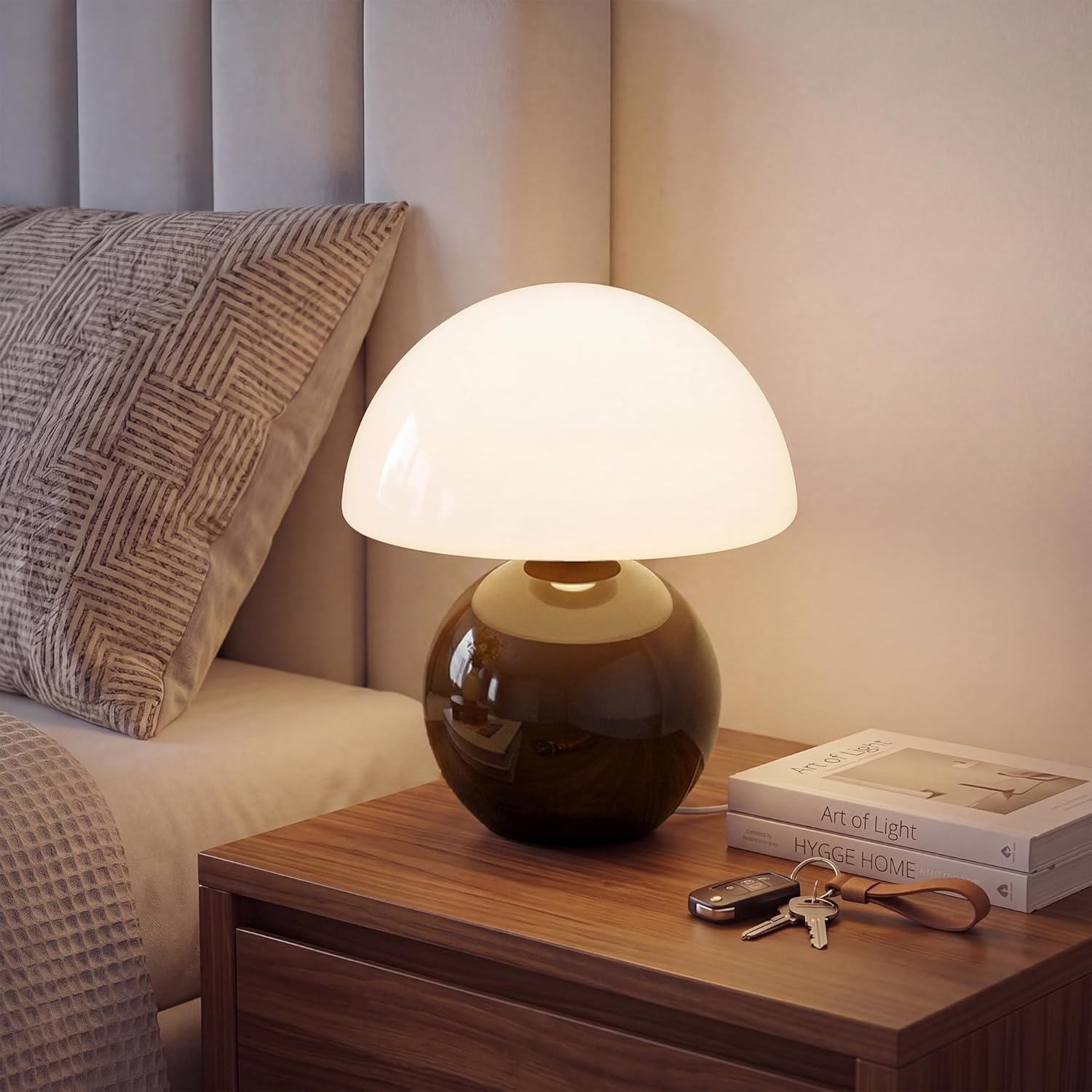 Mid-Century Beige Table Lamp — Coffee