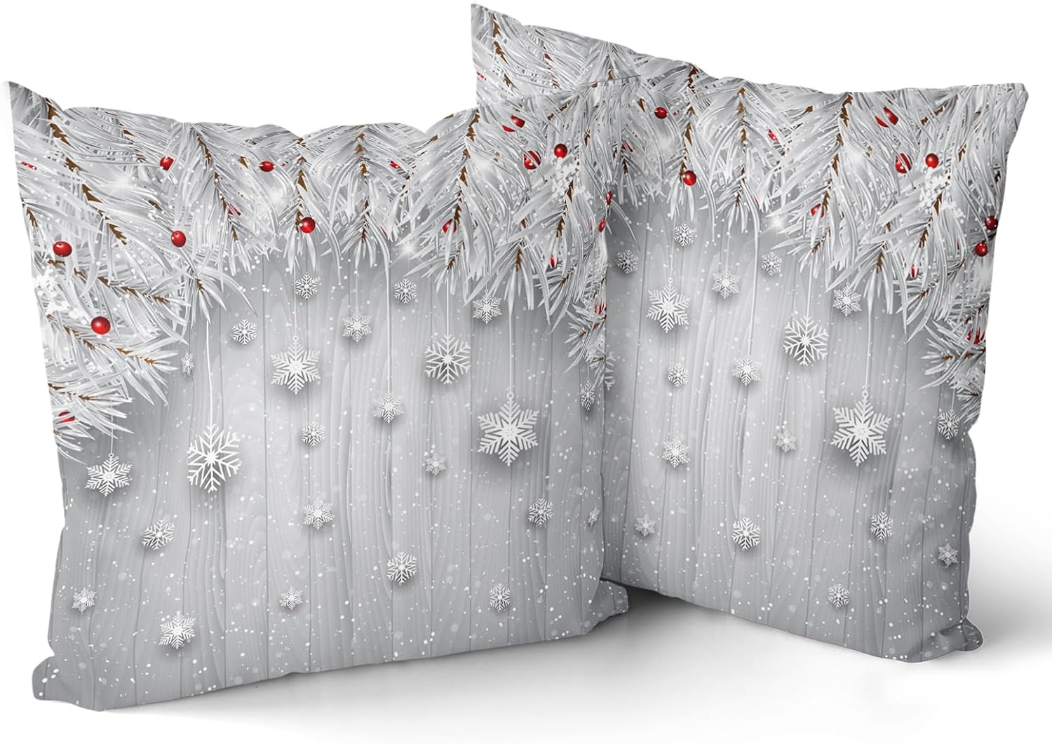 Boho Blue Pillow Cover — 18" — Silver Snowflake