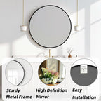 Round Black Wall Mirror — 30" - View 2