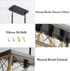 Rectangular Farmhouse Black Chandelier — 5-Light - View 6