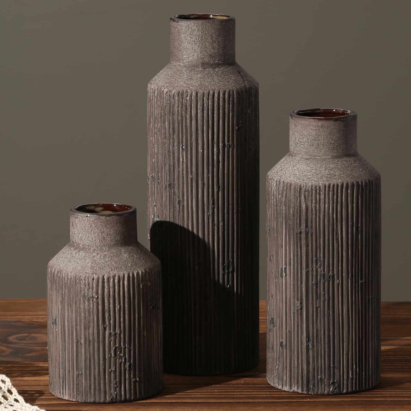 Vintage Farmhouse Black Flower Vase — 6"