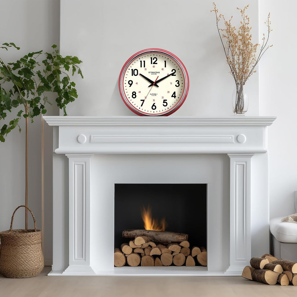 Vintage Mid-Century Beige Wall Clock — 12.4" - View 5