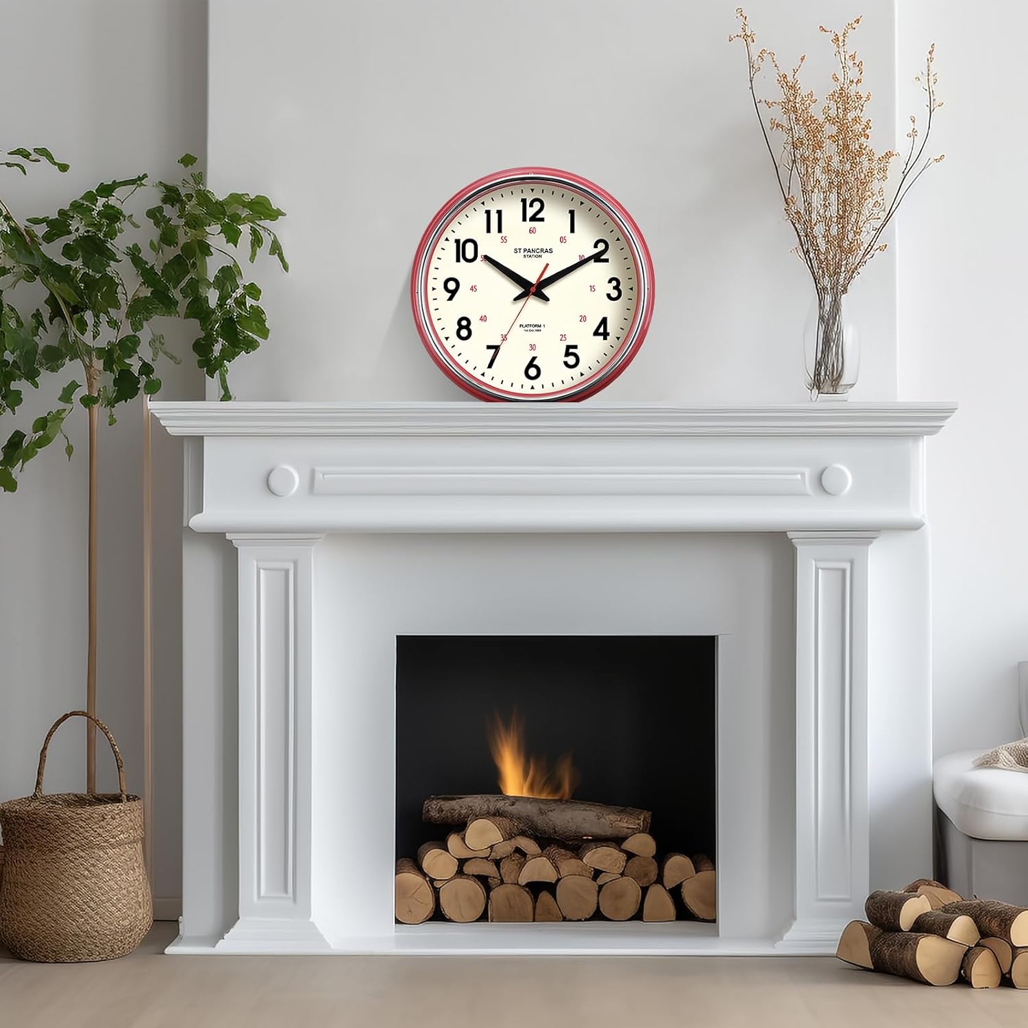 Vintage Mid-Century Beige Wall Clock — 12.4" - View 5