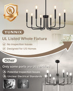 Farmhouse Black Chandelier — 8-Light - View 2