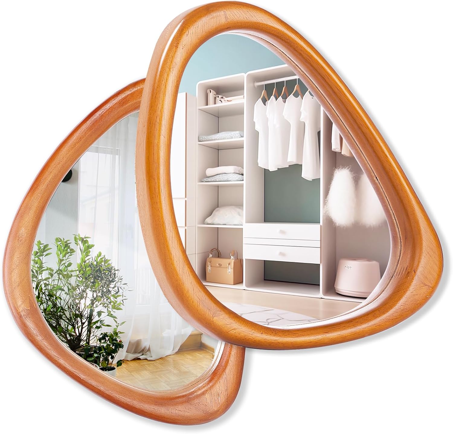 Black Wall Mirror — 15" — Red Walnut
