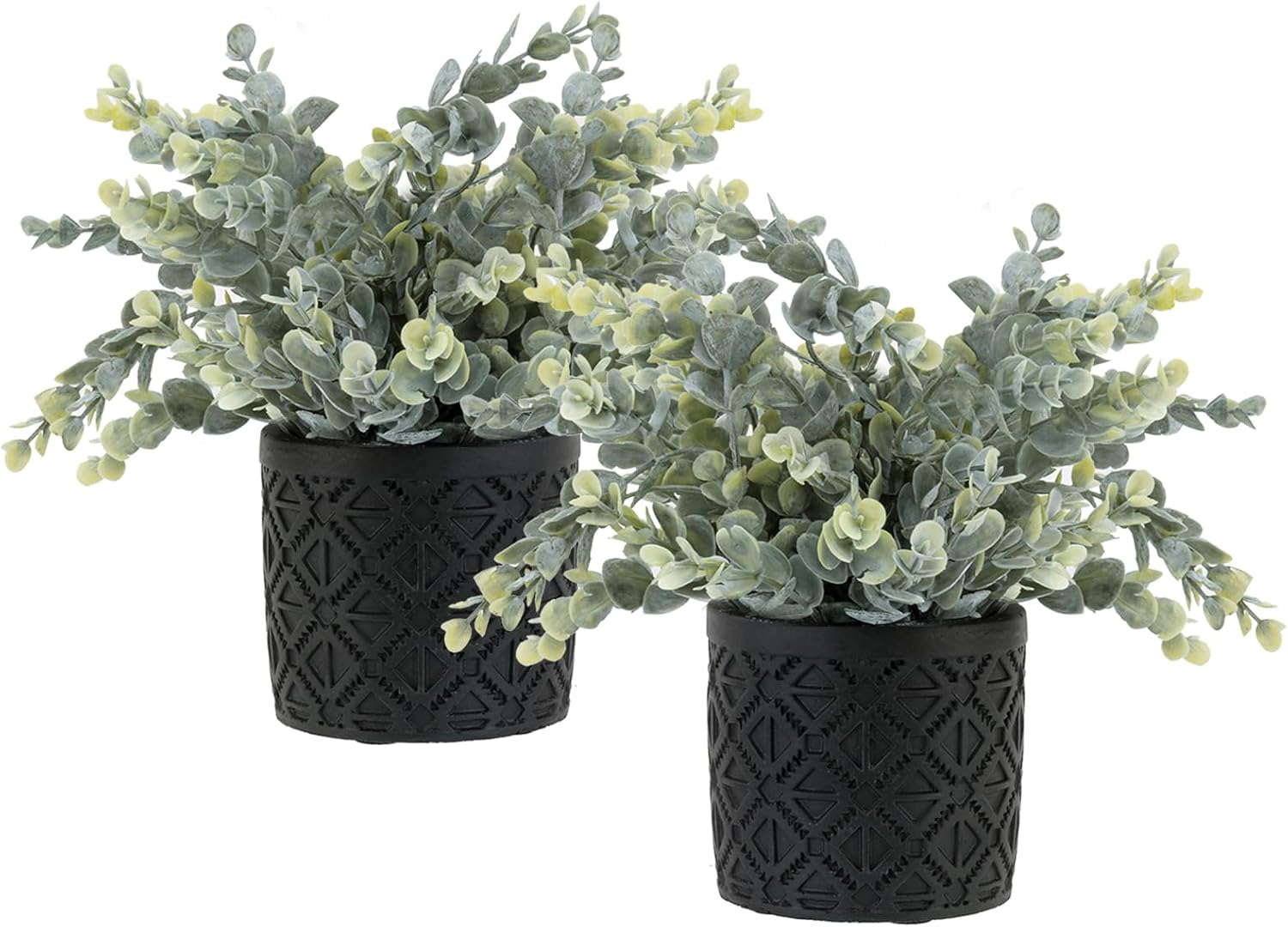 Round Modern Black Artificial Plant — Black