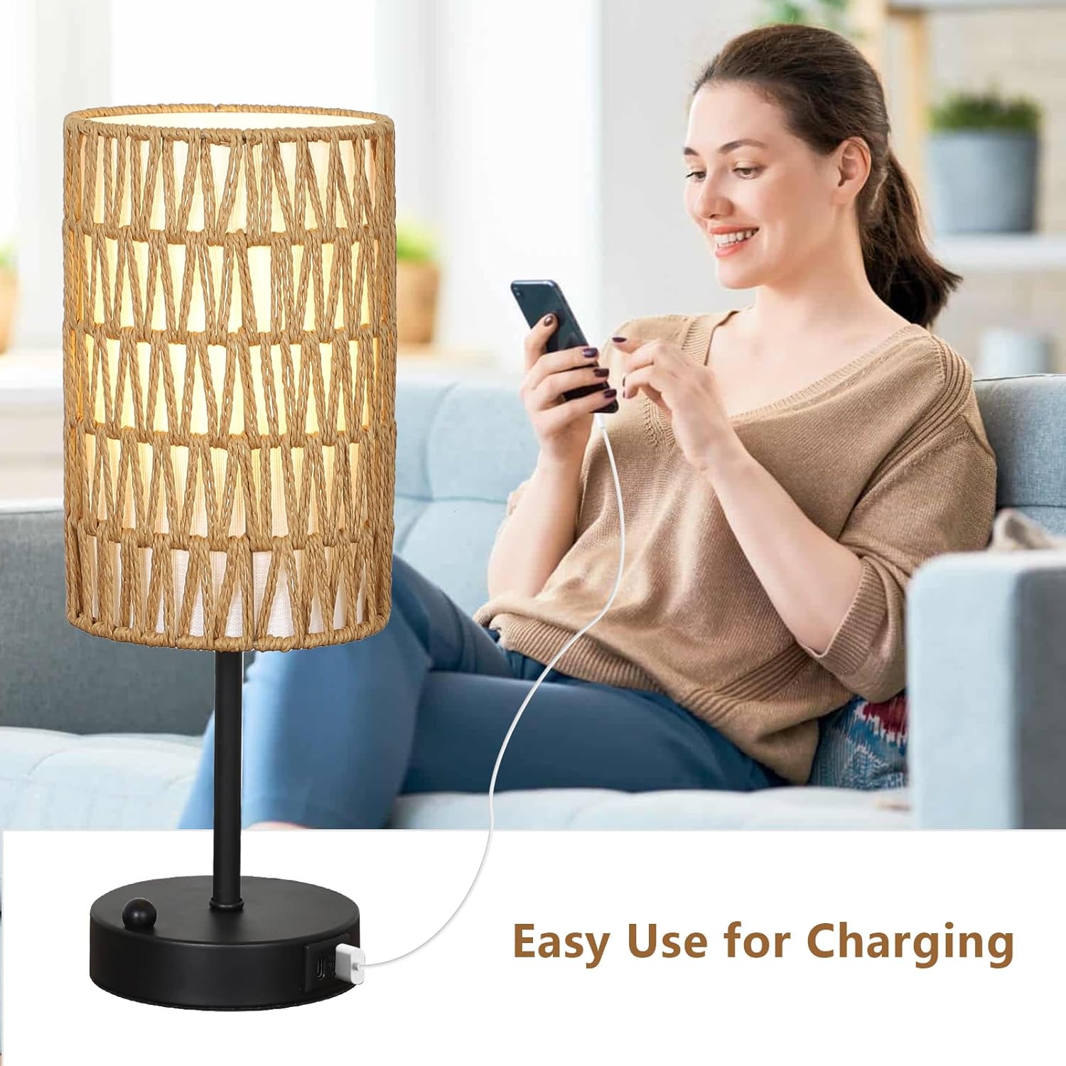 Dimmable Boho Black Desk Lamp - View 5