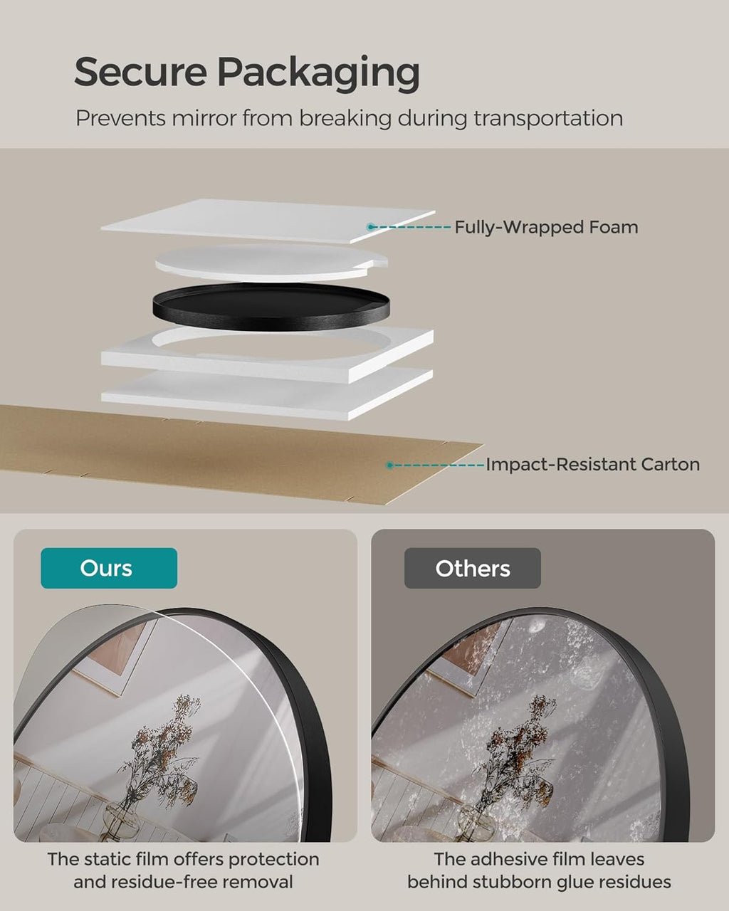Black Round Mirror — 24" - View 6