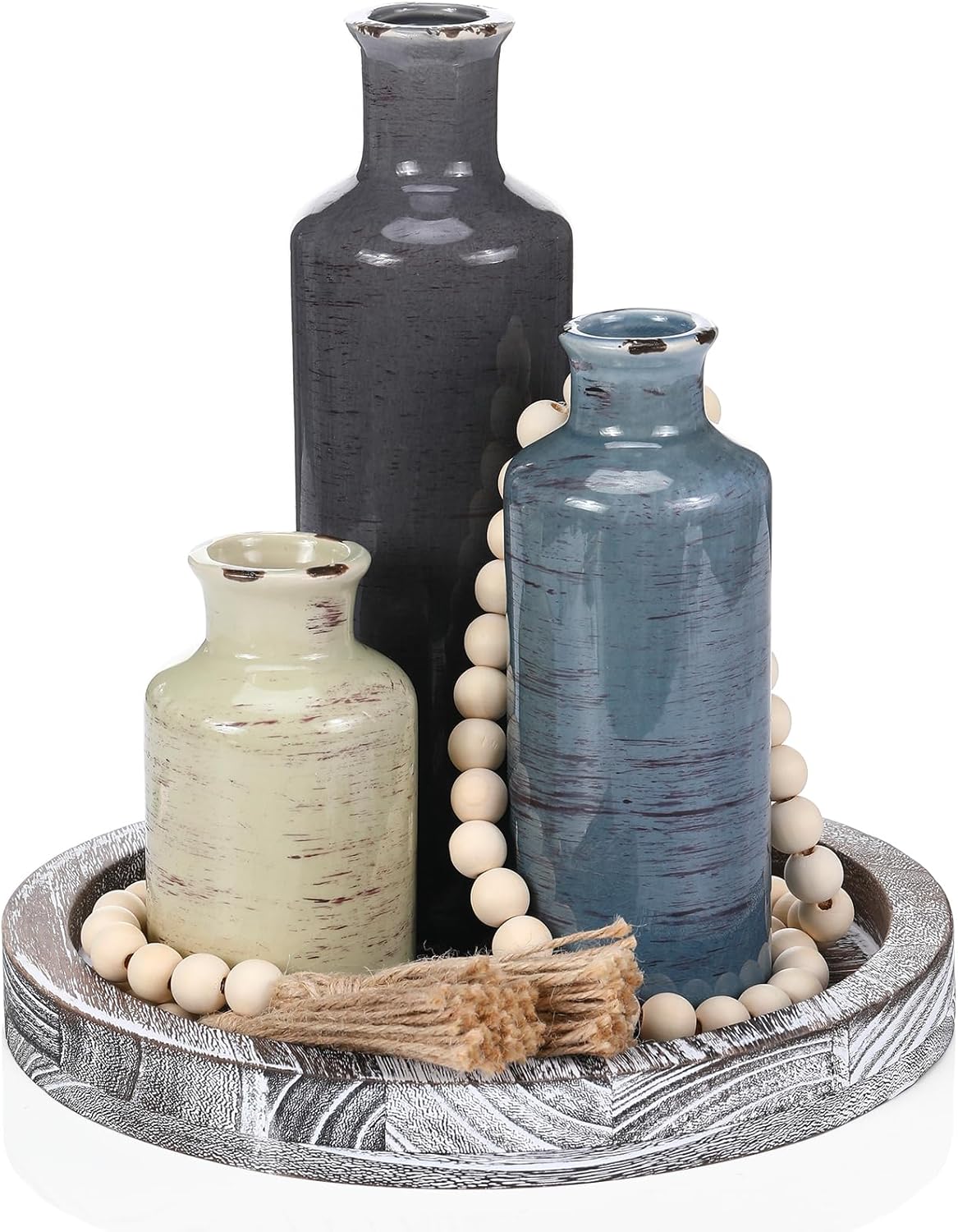 Boho Black Vase — Set of 3 — Rustic Color