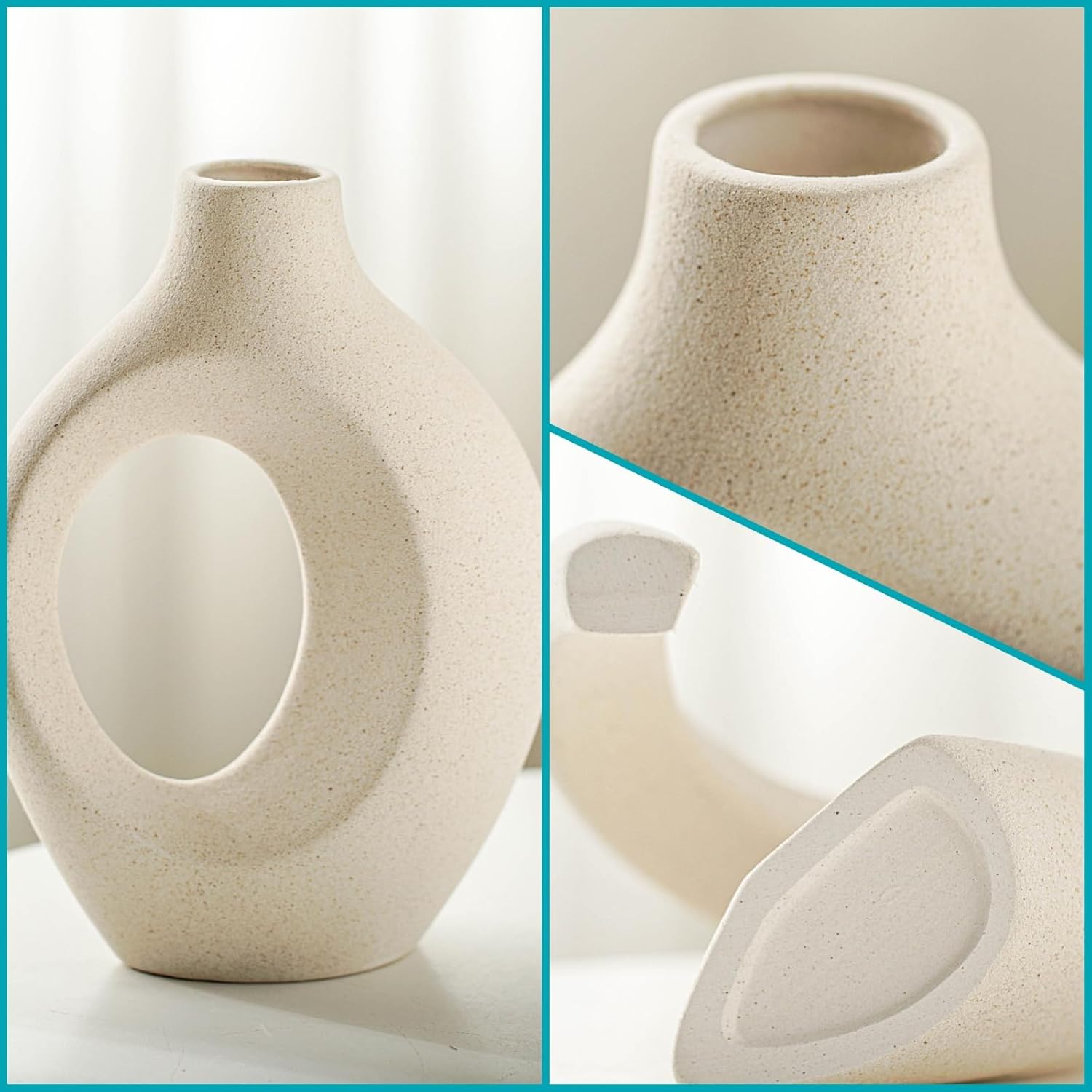 Boho Beige Flower Vase — 6.3" - View 5