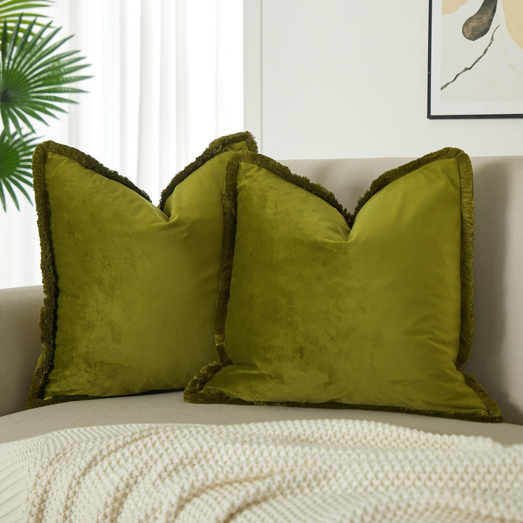 Velvet Boho Beige Throw Pillow Cover — 26"