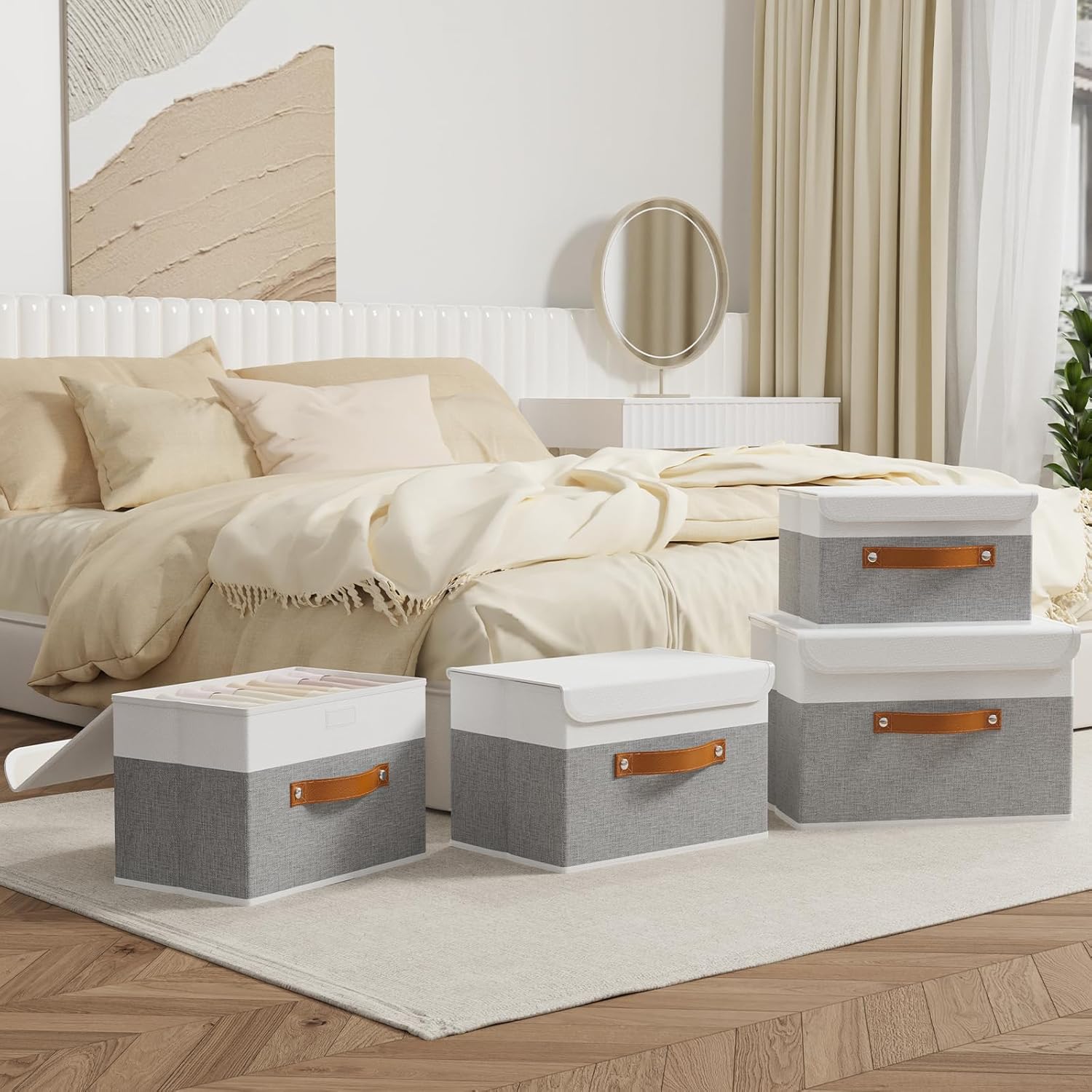 Linen Beige Storage Bin — 9" - View 2