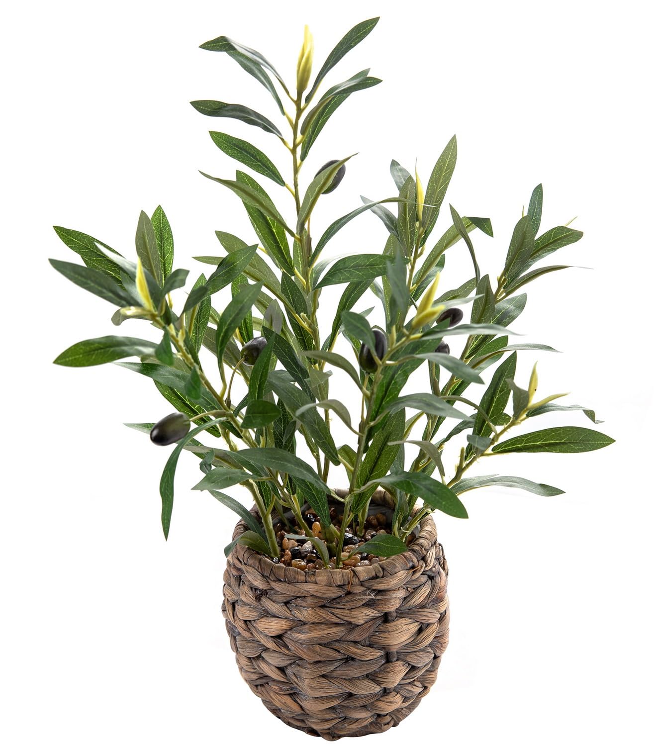 Handwoven Boho Green Artificial Plant — 17.7"