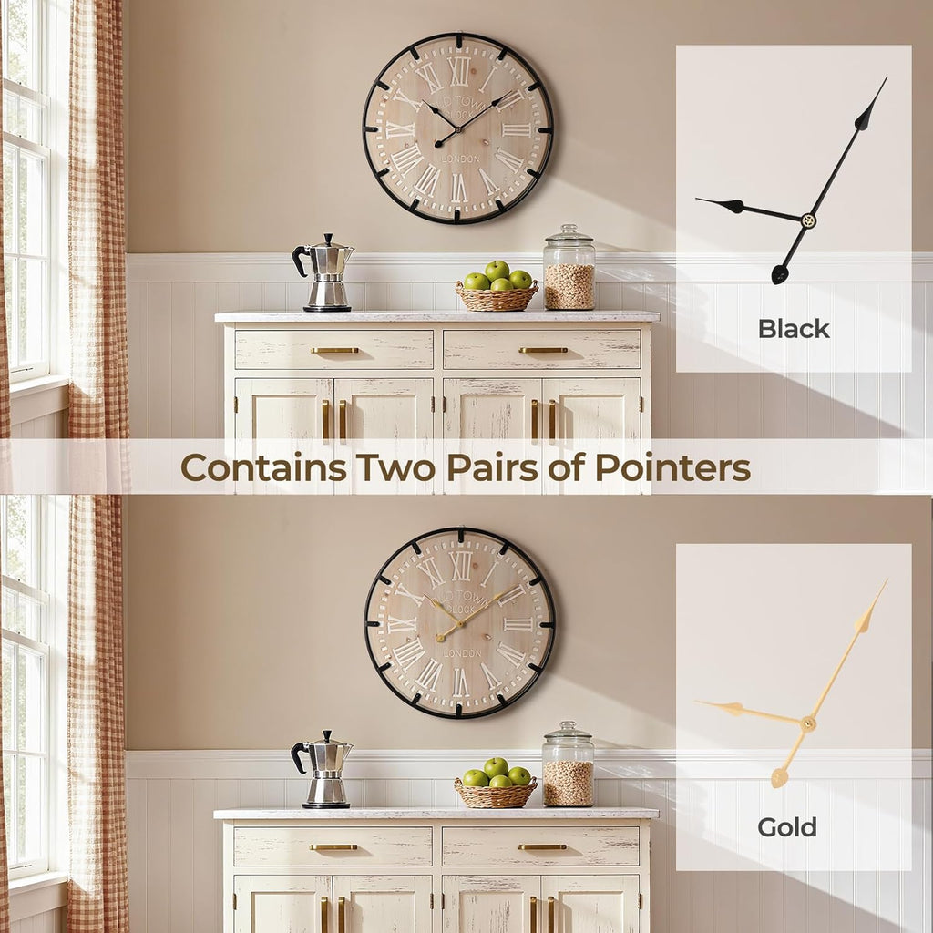 Battery Operated Farmhouse Brown Wall Clock — 24" - View 5